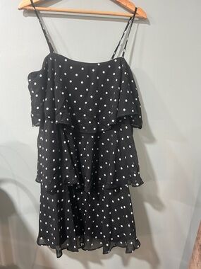 a new day Black Polka Dot Tiered Mini Dress